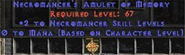 Necromancer Amulet - 2 All Necro Skills & 0.75 MPL - Europe Non-Ladder