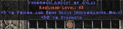 Necromancer Amulet - 3 P&B Spells & 30 Str - Europe Non-Ladder