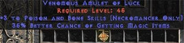 Necromancer Amulet - 3 P&B Spells & 35% MF - Europe Non-Ladder