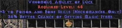 Necromancer Amulet - 3 P&B Spells & 35% MF - Europe Non-Ladder