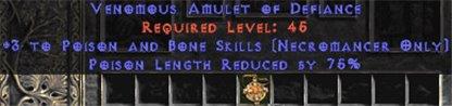 Necromancer Amulet - 3 P&B Spells & 75% PLR - Europe Non-Ladder