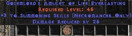 Necromancer Amulet - 3 Summoning Spells & 25 PDR - Europe Non-Ladder