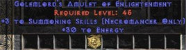 Necromancer Amulet - 3 Summoning Spells & 30 Energy - Europe Non-Ladder