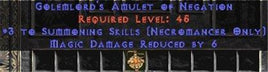 Necromancer Amulet - 3 Summoning Spells & 6 MDR - Europe Non-Ladder