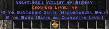 Necromancer Amulet - 3 Summoning Spells & 0.75 MPL - Europe Non-Ladder