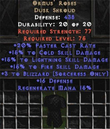 Ormus' Robes - 15% to Cold & +3 Blizzard - Europe Non-Ladder