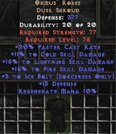 Ormus' Robes +15% to fire and lightning skills - Europe Non-Ladder