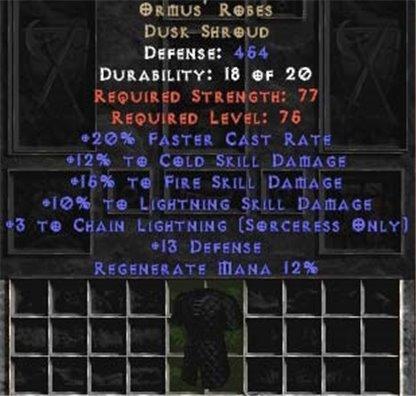 Ormus' Robes +15% to fire skill - Europe Non-Ladder