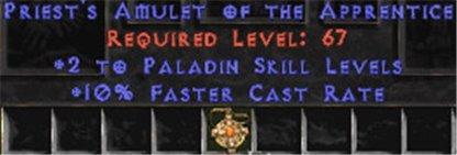 Paladin Amulet - 2 All Pal Skills & 10% FCR - Europe Non-Ladder