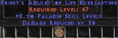 Paladin Amulet - 2 All Pal Skills & 25 PDR - Europe Non-Ladder