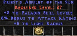 Paladin Amulet - 2 All Pal Skills & 5% AR - East Non-Ladder