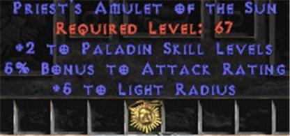 Paladin Amulet - 2 All Pal Skills & 5% AR - East Non-Ladder