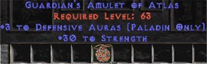 Paladin Amulet - 3 Defensive Auras & 30 Str - Europe Non-Ladder