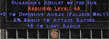 Paladin Amulet - 3 Defensive Auras & 5% AR - Europe Non-Ladder