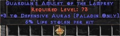 Paladin Amulet - 3 Defensive Auras & 6% LL - Europe Non-Ladder