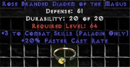 +3 Paladin Combat Skills/20% FCR Diadem/Tiara/Circlet - East Non-Ladder