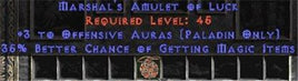 Paladin Amulet - 3 Offensive Auras & 35% MF - Europe Non-Ladder