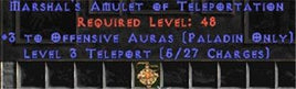 Paladin Amulet - 3 Offensive Auras & Teleport - Europe Non-Ladder