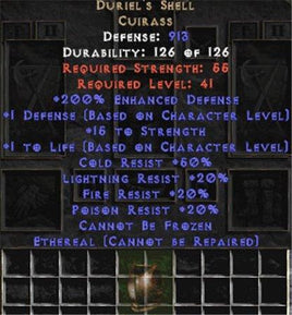 Duriel's Shell - Ethereal - 200% ED - Perfect - Europe Non-Ladder