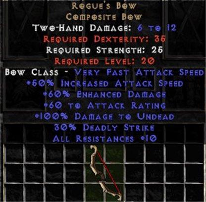 Rogue's Bow - +60% ED - Perfect - East Non-Ladder