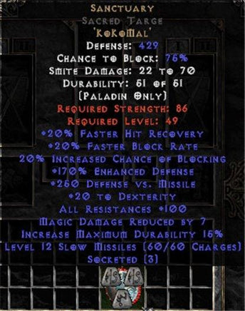 Sanctuary Sacred Targe - 45 Res - 95-104 Res - East Non-Ladder