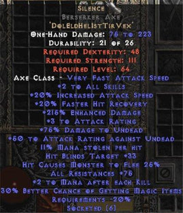 Silence Berserker Axe - Europe Non-Ladder