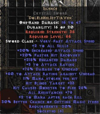 Silence Crystal Sword - East Non-Ladder