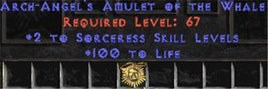 Sorceress Amulet - 2 All Sorc Skills & 100 Life - Europe Non-Ladder