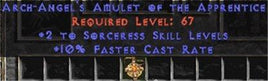 Sorceress Amulet - 2 All Sorc Skills & 10% FCR - East Non-Ladder