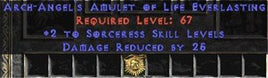 Sorceress Amulet - 2 All Sorc Skills & 25 PDR - East Non-Ladder