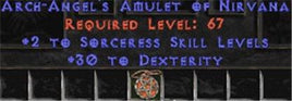 Sorceress Amulet - 2 All Sorc Skills & 30 Dex - Europe Non-Ladder