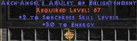 Sorceress Amulet - 2 All Sorc Skills & 30 Energy - Europe Non-Ladder