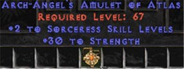 Sorceress Amulet - 2 All Sorc Skills & 30 Str - East Non-Ladder