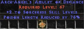 Sorceress Amulet - 2 All Sorc Skills & 75% PLR - Europe Non-Ladder