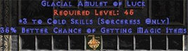 Sorceress Amulet - 3 Cold Spells & 35% MF - Europe Non-Ladder