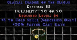 +3 Sorceress Cold Skills/20% FCR Diadem/Tiara/Circlet - West Ladder