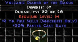 +3 Sorceress Fire Skills/20% FCR Diadem/Tiara/Circlet - East HC Ladder