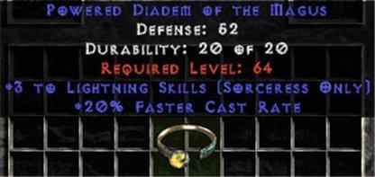 +3 Sorceress Lightning Skills/20% FCR Diadem/Tiara/Circlet - Europe Ladder