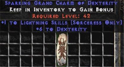 Sorceress Lightning Skills w/ 6 Dex GC - East Non-Ladder