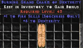 Sorceress Fire Skills w/ 6 Dex GC - East Non-Ladder