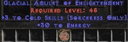 Sorceress Amulet - 3 Cold Spells & 30 Energy - Europe Non-Ladder