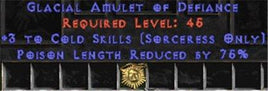 Sorceress Amulet - 3 Cold Spells & 75% PLR - Europe Non-Ladder