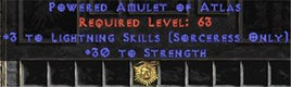 Sorceress Amulet - 3 Lightning Spells & 30 Str - East Non-Ladder