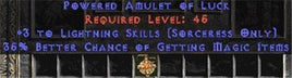 Sorceress Amulet - 3 Lightning Spells & 35% MF - Europe Non-Ladder