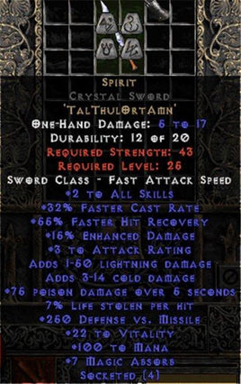 Spirit Crystal Sword - 30-34% FCR - East Non-Ladder