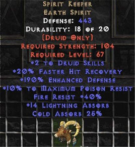 Spirit Keeper - 2 Skills & 25% Cold Absorb - Europe Non-Ladder