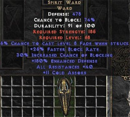 Spirit Ward - 30% Block & 40 Resist All - East Non-Ladder