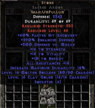 Stone Sacred Armor - 290-304% ED - East Non-Ladder