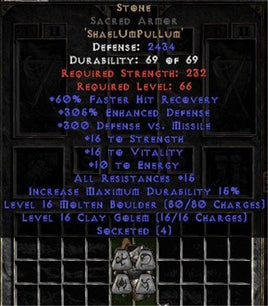 Stone Sacred Armor - 305% ED - Perfect - Europe Non-Ladder