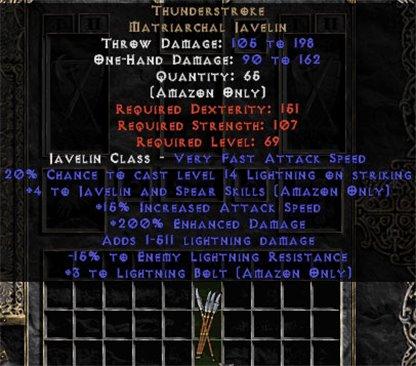 Thunderstroke - +4 Skills & 200% ED - Perfect - East Non-Ladder